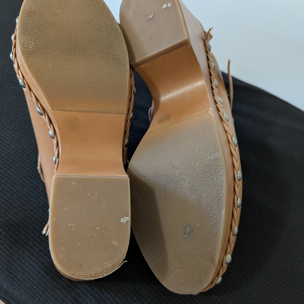 Women's Tan Leather Clogs - Picture 5 of 5